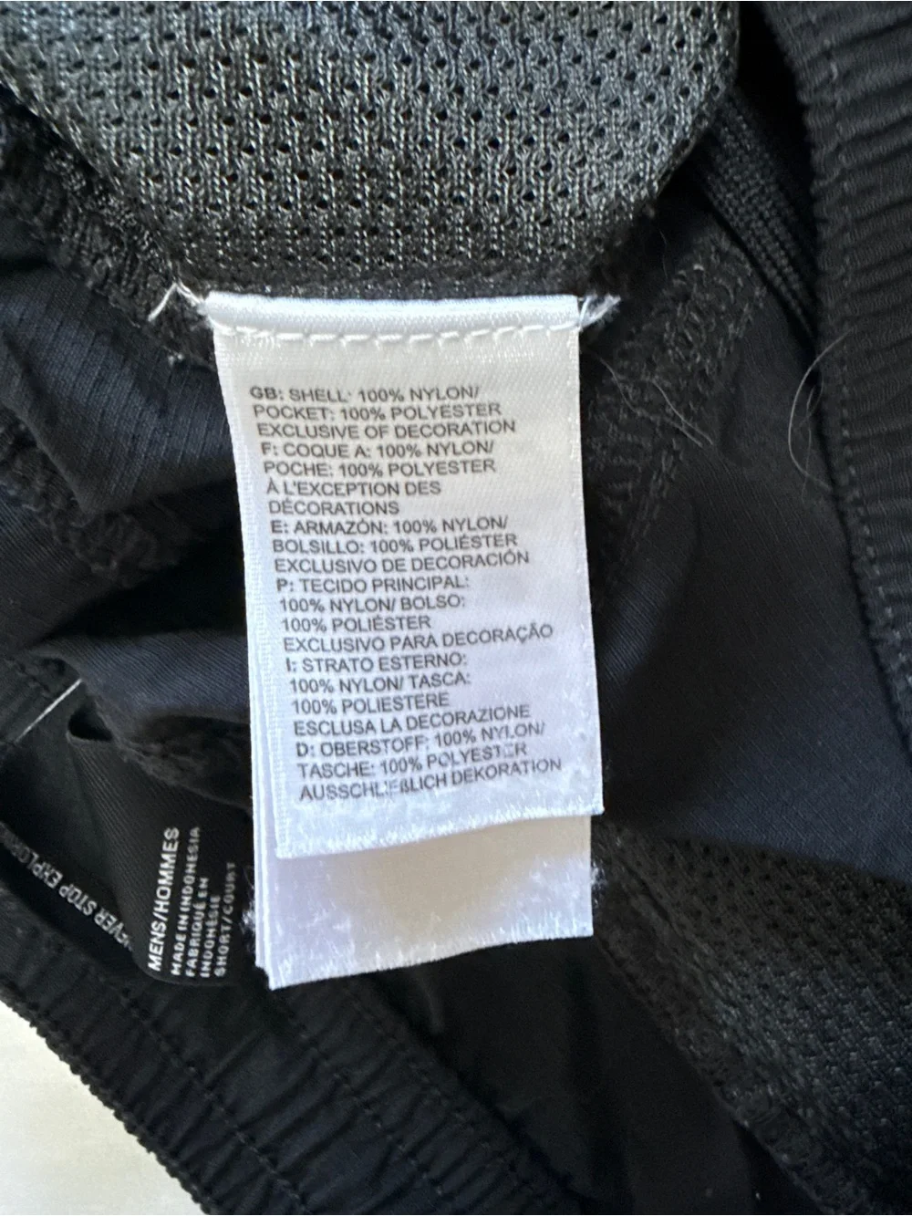 North Face Black Elastic Waist Drawstring Men’s Shorts with Zipper Pocket Size L